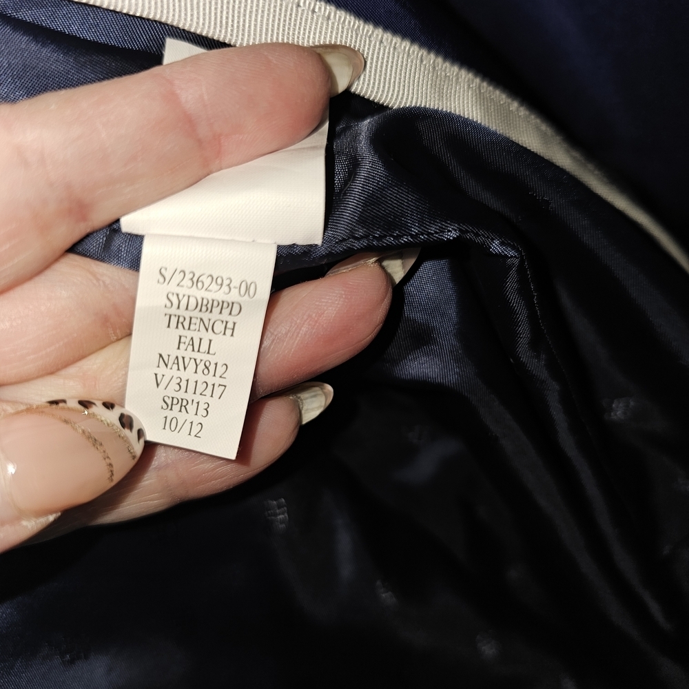 Banana Republic Navy Trench Coat with White Accents - Picture 3 of 6